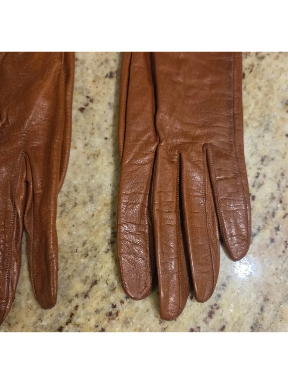 Vtg Womens Size S / 6.5 Brown Soft Kid Leather Silk Lined Formal Gloves France